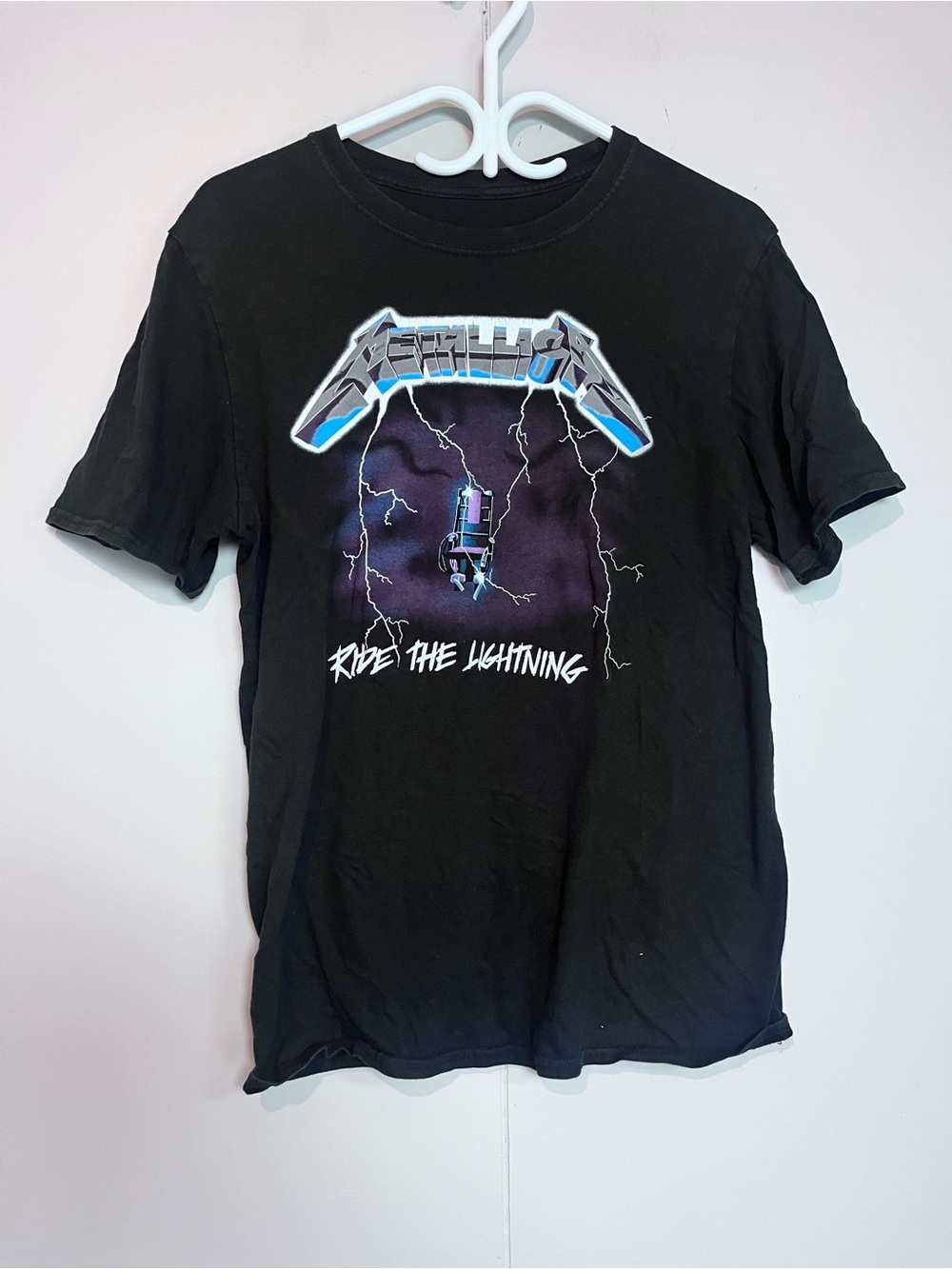 Metallica Ride the Lightning T-Shirt Men’s Medium Black Graphic Band Tee